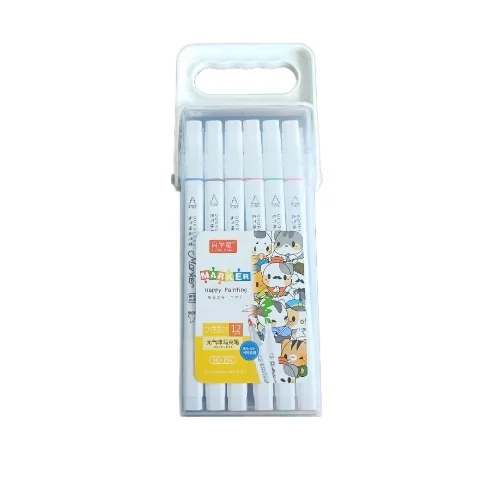 Dual Tip Colour Marker Pen -12Pcs - Image 1