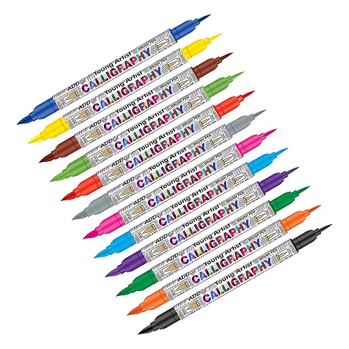Calligraphy Dual Tip Brush Pen Set 12Pcs - Image 2