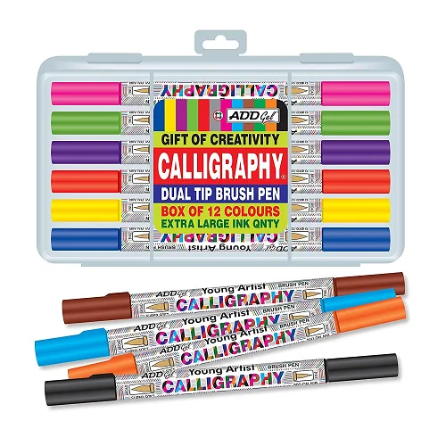 Calligraphy Dual Tip Brush Pen Set 12Pcs - Image 1