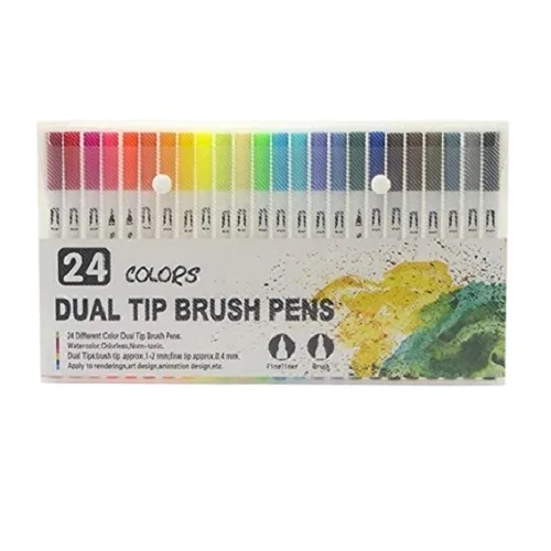 Dual Tip Art Marker Pens -24Colours - Image 1