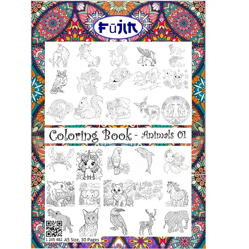 Fujin Coloring Book-Animals 1 -A5, 30Pgs - Image 1
