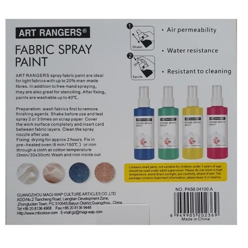Art Rangers Fabric Spray Paint -Bright Colour Set - Image 3