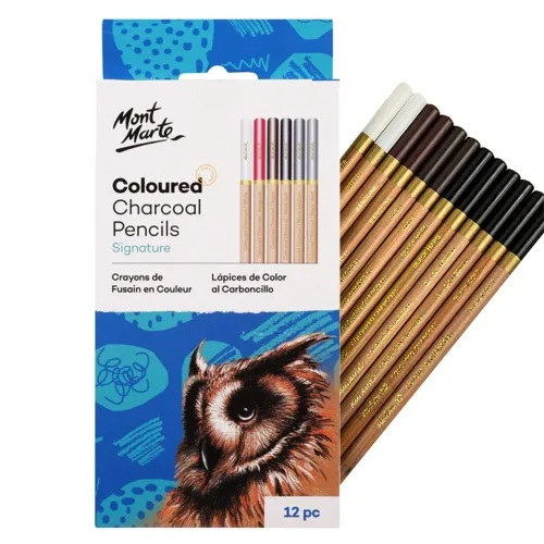 Mont Marte Coloured Charcoal Pencils 12 set - Image 1
