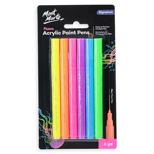 Mont Marte Fluoro Acrylic Paint 6 Pens Set - Fine Tip Mont Marte Fluoro Acrylic Paint 6 Pens Set - Fine Tip - Image 1