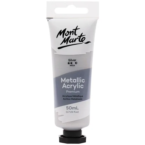 Mont Marte Metallic Acrylic 50ml (Premium) - Silver - Image 1