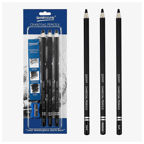Sketching Pencils Set Worison -3pcs Charcoal Pencils Set - Image 1