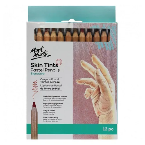 Skin Tint Pastel Pencil Set 2 Mont Marte Skin Tints Pastel Pencils 12pcs - Image 1