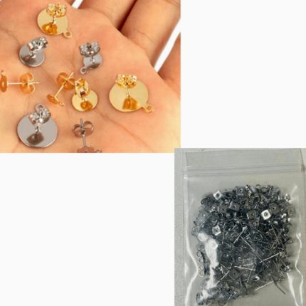 Ear Studs 100pcs -Silver Colour - Haanz Sri Lanka