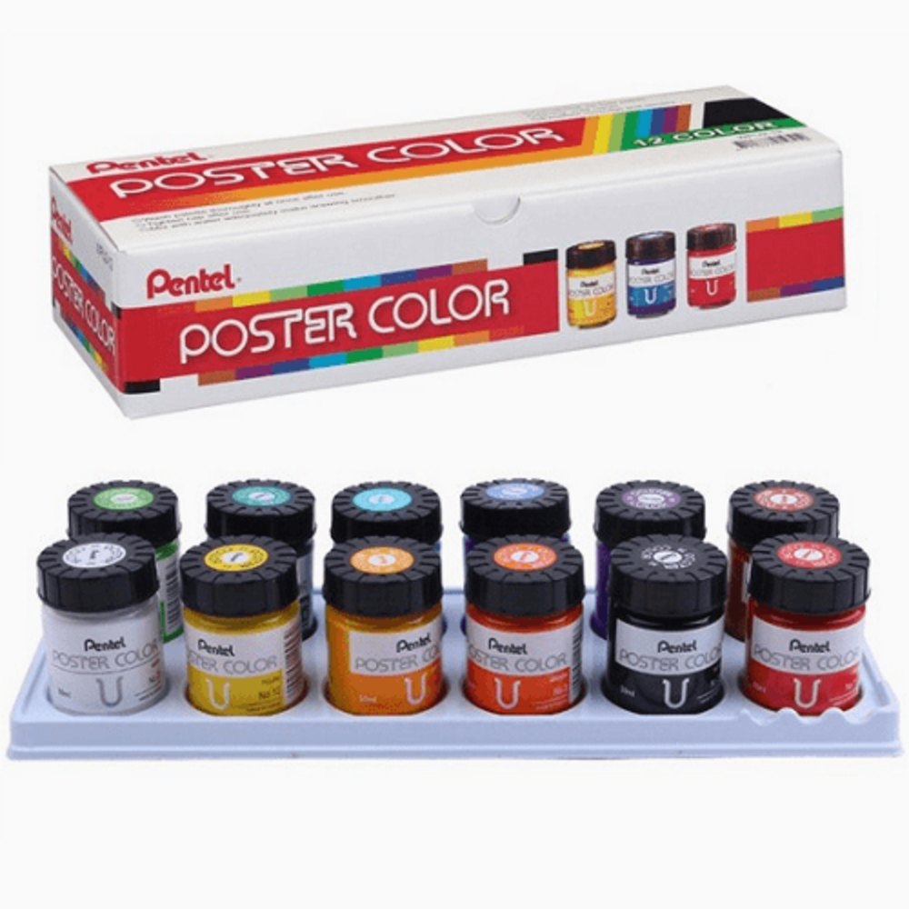 Pentel Poster Colours 12x30ml - Haanz Sri Lanka