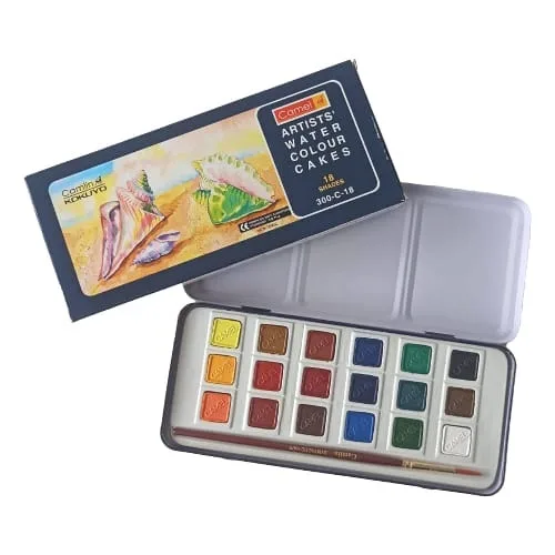 watercolour cakes 18 tin pack_1 Camlin watercolour cakes 18 tin pack - Image 1